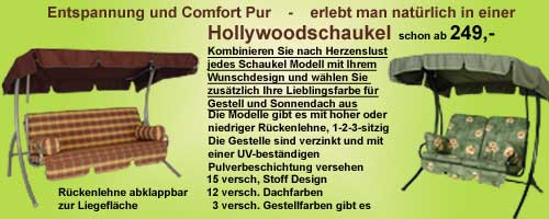 Hollywoodschaukeln gibt es im Gartenm&ouml;bel Fachgesch&auml;ft Gro&szlig;mann in Duingen zwischen Hannover und Holzminden, Hollywoodschaukel,Hildesheim und Hameln